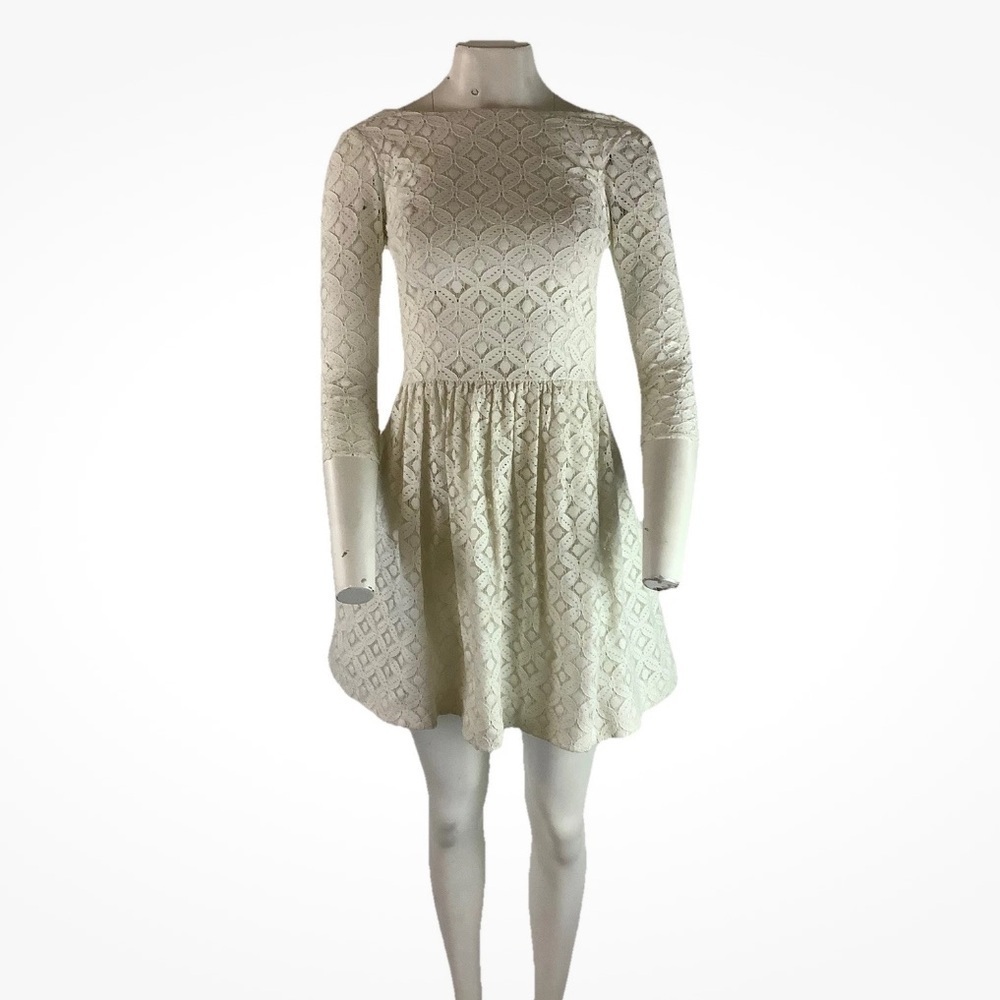 Lilly Pulitzer Sz 00 Lori Lace Cocktail Party Preppy Fit & Flare Dress Ivory